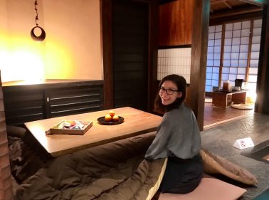 Kotatsu table in Kyoto Ryokan Sakura Urushitei Hotel