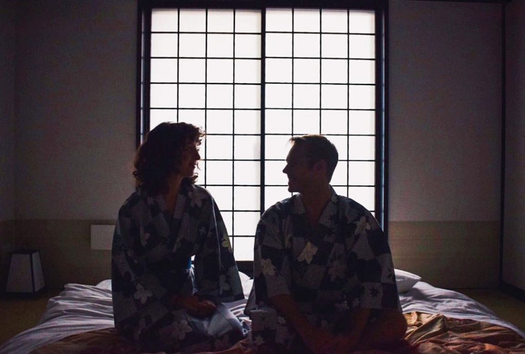 Couple enjoying a Japanese Futon Bed in Kyoto, Japan
